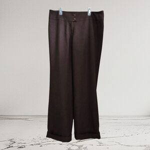 Priana Chocolate Wide Leg Cuffed Pants Size Med